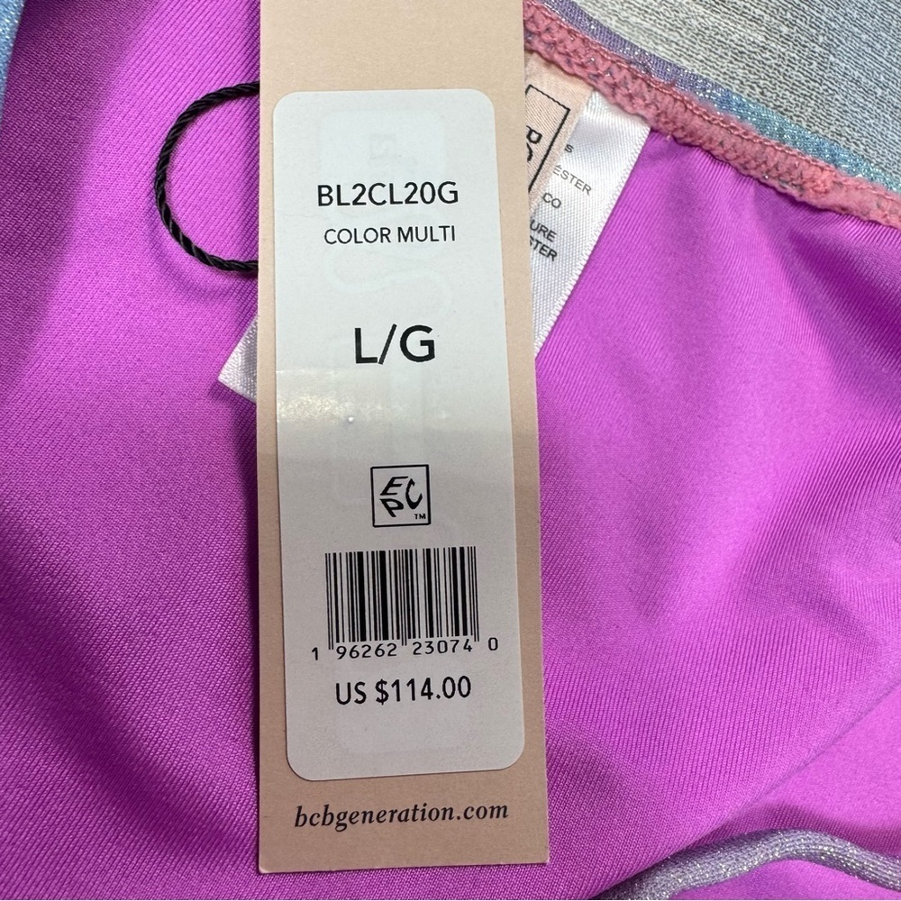 NWT New $ 114 BCBGeneration Glitter Tie Dye Double Strap Keyhole Swimsuit Size L - Picture 7 of 9